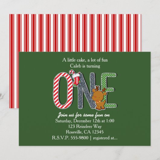 1e verjaardagsfeest kerstuitnodiging kaart (Voorkant / Achterkant)