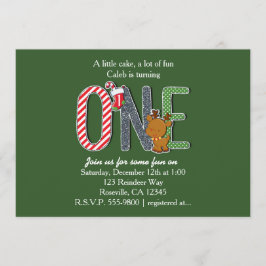 1e verjaardagsfeest kerstuitnodiging kaart