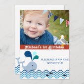 1e verjaardagsfeest, nautische uitnodiging (Voorkant / Achterkant)