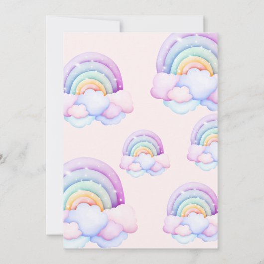1e Verjaardagsfeest Rainbow Unicorn Kaart (Achterkant)