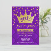 1e verjaardagsfeest - Royal Paarse Gold Kaart (Staand voorkant)