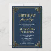 1e verjaardagsfeest uitnodiging Navy Gold (Voorkant)
