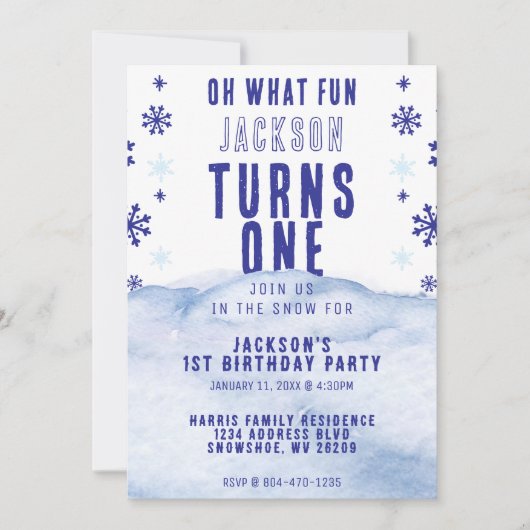 1e Verjaardagsfeest Winter Sneeuw Kerstmis Kaart (Voorkant)