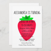 1e verjaardagsfeestje aardbei rood wit op maat kaart (Voorkant / Achterkant)