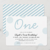 1e VERJAARDAGSFEESTJE baby blue boy ONE polka dots Kaart (Voorkant / Achterkant)