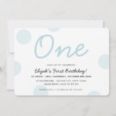 1e VERJAARDAGSFEESTJE baby blue boy ONE polka dots Kaart (Voorkant)