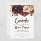 1e verjaardagsfeestje Bruin Beige Bloemen Bloemen Kaart (Voorkant)