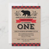 1e verjaardagsfeestje Buffalo Plaid Lumberjack Kaart (Voorkant)