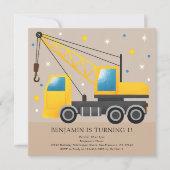 1e verjaardagsfeestje constructie vrachtwagen them kaart (Voorkant)