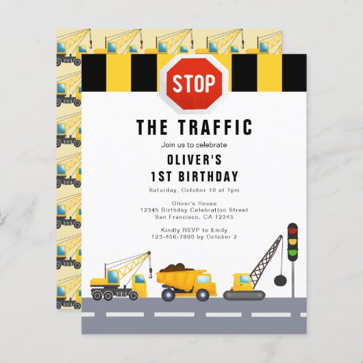 1e verjaardagsfeestje constructie vrachtwagen uitn (Voorkant / Achterkant)