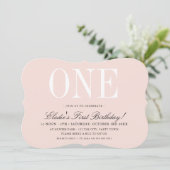 1e VERJAARDAGSFEESTJE elegant baby roze meisje ONE Kaart (Staand voorkant)