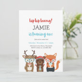 1e verjaardagsfeestje | Fun Woodland dieren Kaart (Staand voorkant)