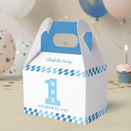 1e verjaardagsfeestje jongens blauwe één bedankdoosjes