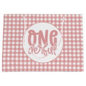 1e verjaardagsfeestje Leuke Pastel Roze Onederful Groot Cadeauzakje (Voorkant)