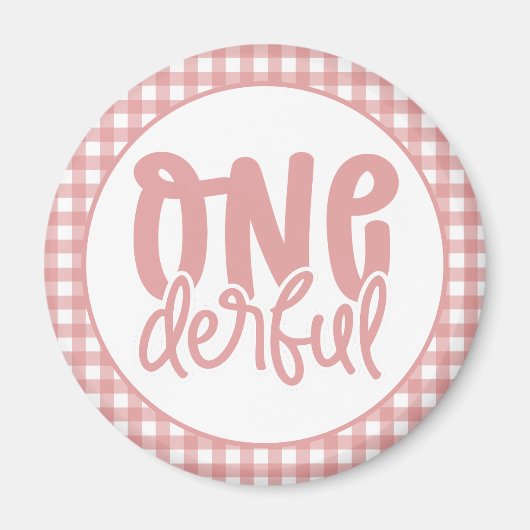 1e verjaardagsfeestje Leuke Pastel Roze Onederful Magneet (Voorkant)