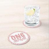 1e verjaardagsfeestje Leuke Pastel Roze Onederful Ronde Kartonnen Onderzetter (Insitu)