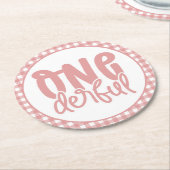 1e verjaardagsfeestje Leuke Pastel Roze Onederful Ronde Kartonnen Onderzetter (Gebogen)