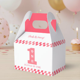 1e verjaardagsfeestje meisjes roze één bedankdoosjes