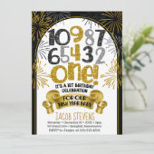 1e verjaardagsfeestje Nieuwjaar Countdown Uitnodig Kaart (Staand voorkant)