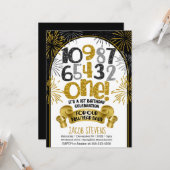 1e verjaardagsfeestje Nieuwjaar Countdown Uitnodig Kaart (Voorkant / Achterkant in situ)