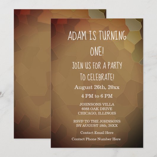 1e verjaardagsfeestje op maat Terracotta Earth 202 Kaart (Voorkant / Achterkant)