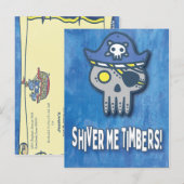 1e verjaardagsfeestje piraten thema briefkaart (Voorkant / Achterkant)