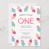 1e verjaardagsfeestje | Popsicle Ice Cream uitnodi Kaart (Voorkant)