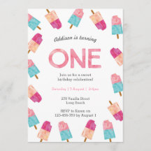 1e verjaardagsfeestje | Popsicle Ice Cream uitnodi