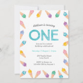 1e verjaardagsfeestje | Rainbow Ice cream uitnodig Kaart (Voorkant)