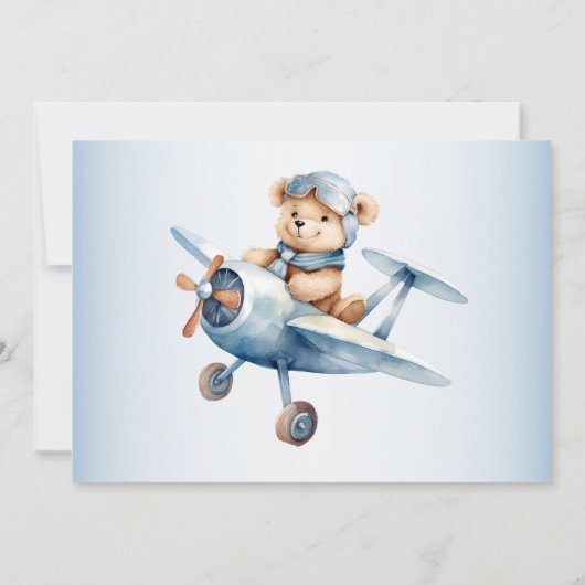 1e verjaardagsfeestje Schattige blauw Beer Pilot M Kaart (Achterkant)