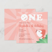 1e verjaardagsfeestje Schattige Chick Bird Meisje  Kaart (Voorkant / Achterkant)