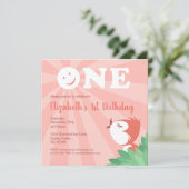 1e verjaardagsfeestje Schattige Chick Bird Meisje  Kaart (Staand voorkant)
