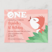 1e verjaardagsfeestje Schattige Chick Bird Meisje  Uitnodiging Briefkaart (Voorkant)