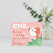 1e verjaardagsfeestje Schattige Chick Bird Meisje  Uitnodiging Briefkaart (Staand voorkant)