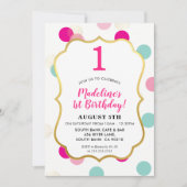 1e VERJAARDAGSFEESTJE UITNODIGEN moderne confetti  Kaart (Voorkant)