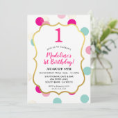 1e VERJAARDAGSFEESTJE UITNODIGEN moderne confetti  Kaart (Staand voorkant)