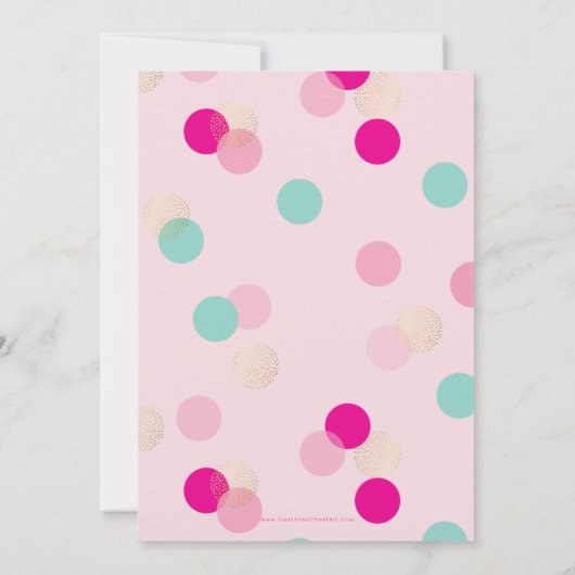 1e VERJAARDAGSFEESTJE UITNODIGEN moderne confetti Kaart (Achterkant)