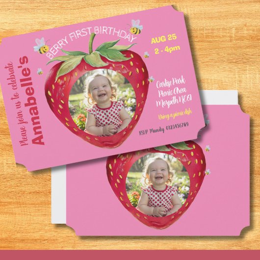 1e verjaardagsfeestje uitnodigen ticket Sweet One  Kaart