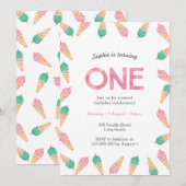 1e verjaardagsfeestje | Uitnodiging voor een ijsje (Voorkant / Achterkant)