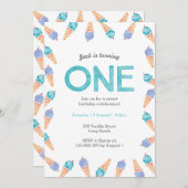 1e verjaardagsfeestje | Uitnodiging voor ijs (Voorkant / Achterkant)