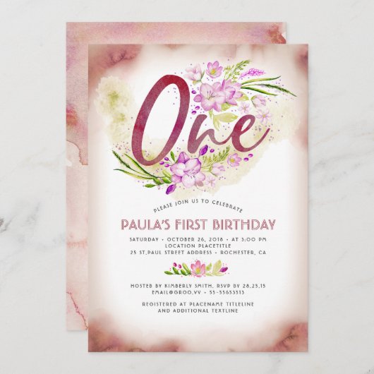 1e verjaardagsfeestje Uitnodigingen (Voorkant / Achterkant)