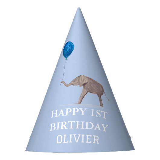 1e verjaardagsfeestje viering Blue Boy Kinder Feesthoedjes (Voorkant)