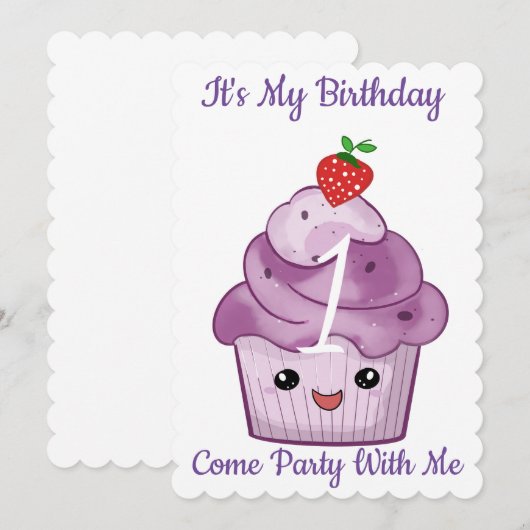 1e verjaardagsfeestuitnodigingen kaart (Voorkant / Achterkant)