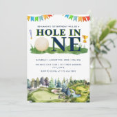 1e Verjaardagsgat in één Golf Verjaardag Par-T-shi Kaart (Staand voorkant)