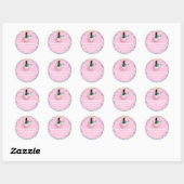 1e Verjaardagsgunst Baby shower Pink Doll Horse Ronde Sticker (Vel)