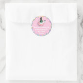1e Verjaardagsgunst Baby shower Pink Doll Horse Ronde Sticker (Tas)