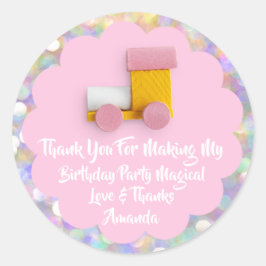 1e Verjaardagsgunst Baby shower Pink Sweet Train Ronde Sticker