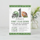 1e verjaardagsjongen Football Uitnodiging bewerkba (Staand voorkant)