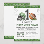 1e verjaardagsjongen Football Uitnodiging bewerkba (Voorkant / Achterkant)