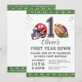 1e verjaardagsjongen Football Uitnodiging bewerkba (Voorkant / Achterkant)